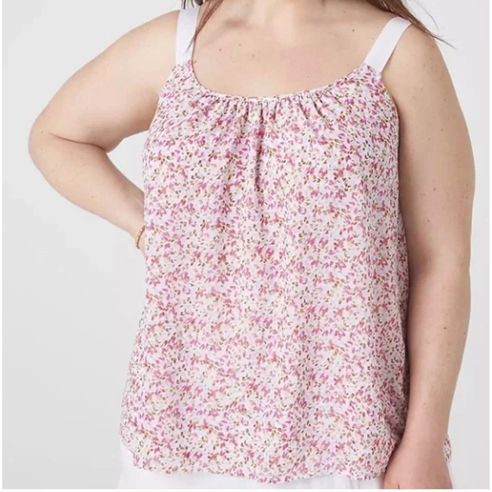 Lane Bryant Pink & Green Floral Print Cami  - Tank 16